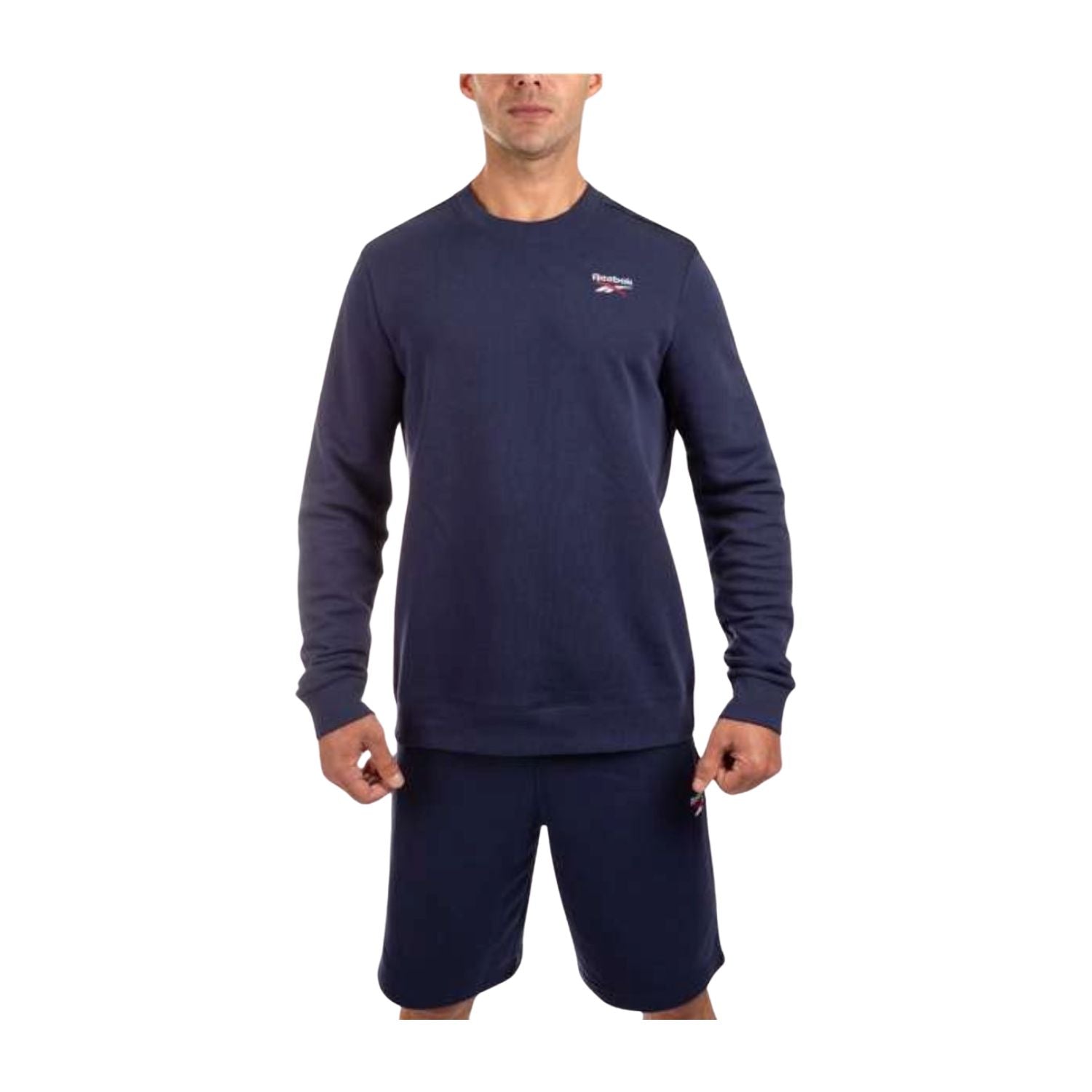 SUDADERA SIN GORRO CASUAL AZUL REEBOK HOMBRE-5