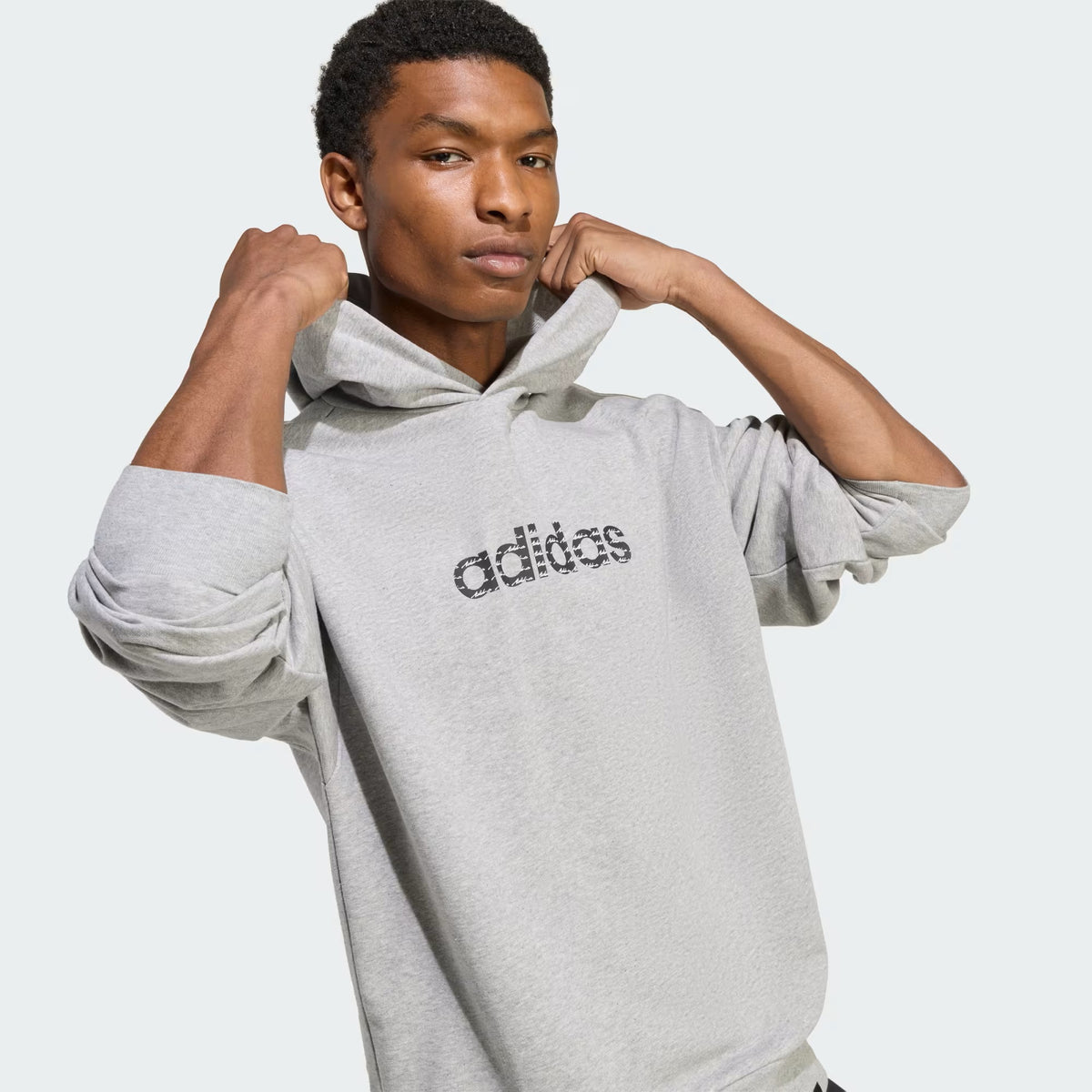 SUDADERA CON GORRO CASUAL GRIS ADIDAS HOMBRE-2