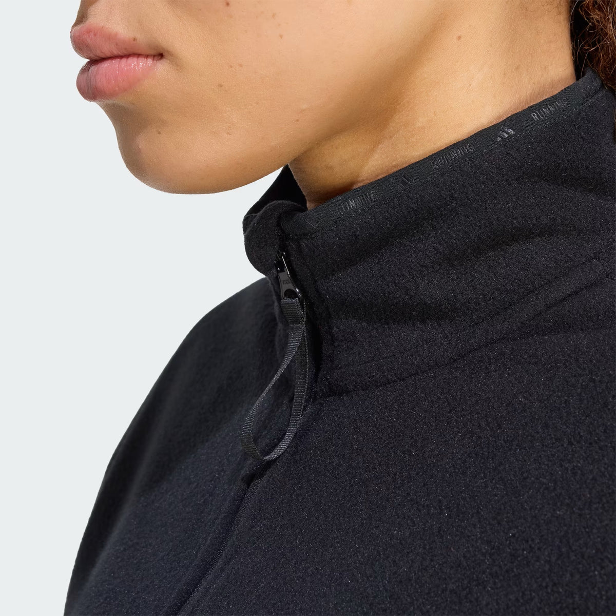 SUDADERA SIN GORRO CORRER NEGRO ADIDAS MUJER-2