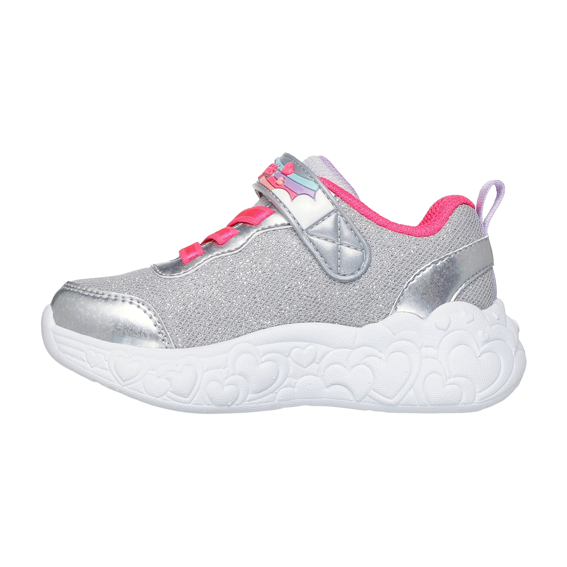TENIS CASUAL PLATA SKECHERS NIÑO ETERNAL HEART LIGHTS