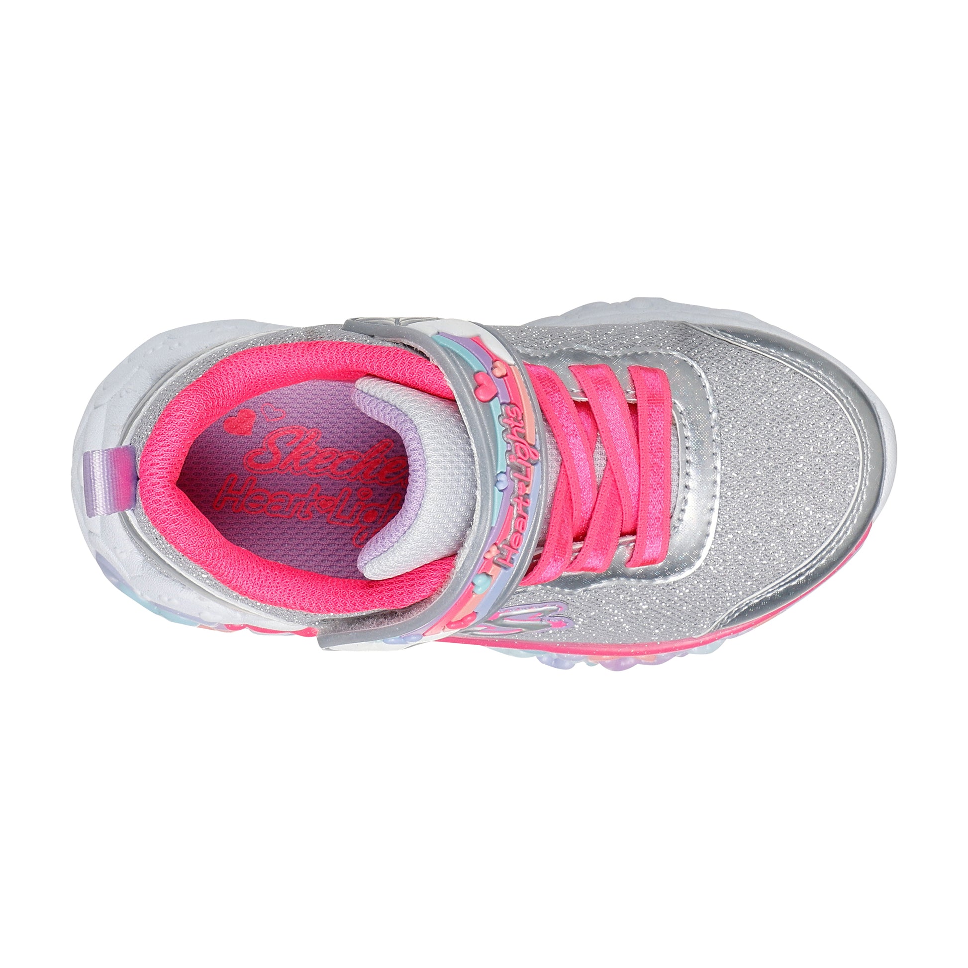 TENIS CASUAL PLATA SKECHERS NIÑO ETERNAL HEART LIGHTS