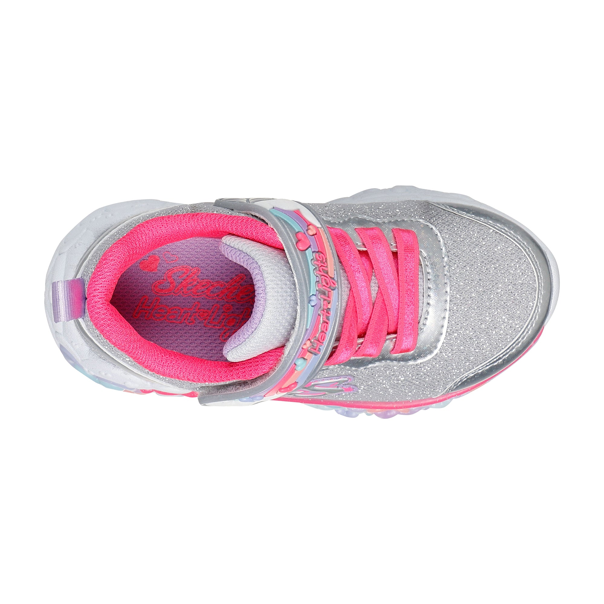 TENIS CASUAL PLATA SKECHERS NIÑO ETERNAL HEART LIGHTS