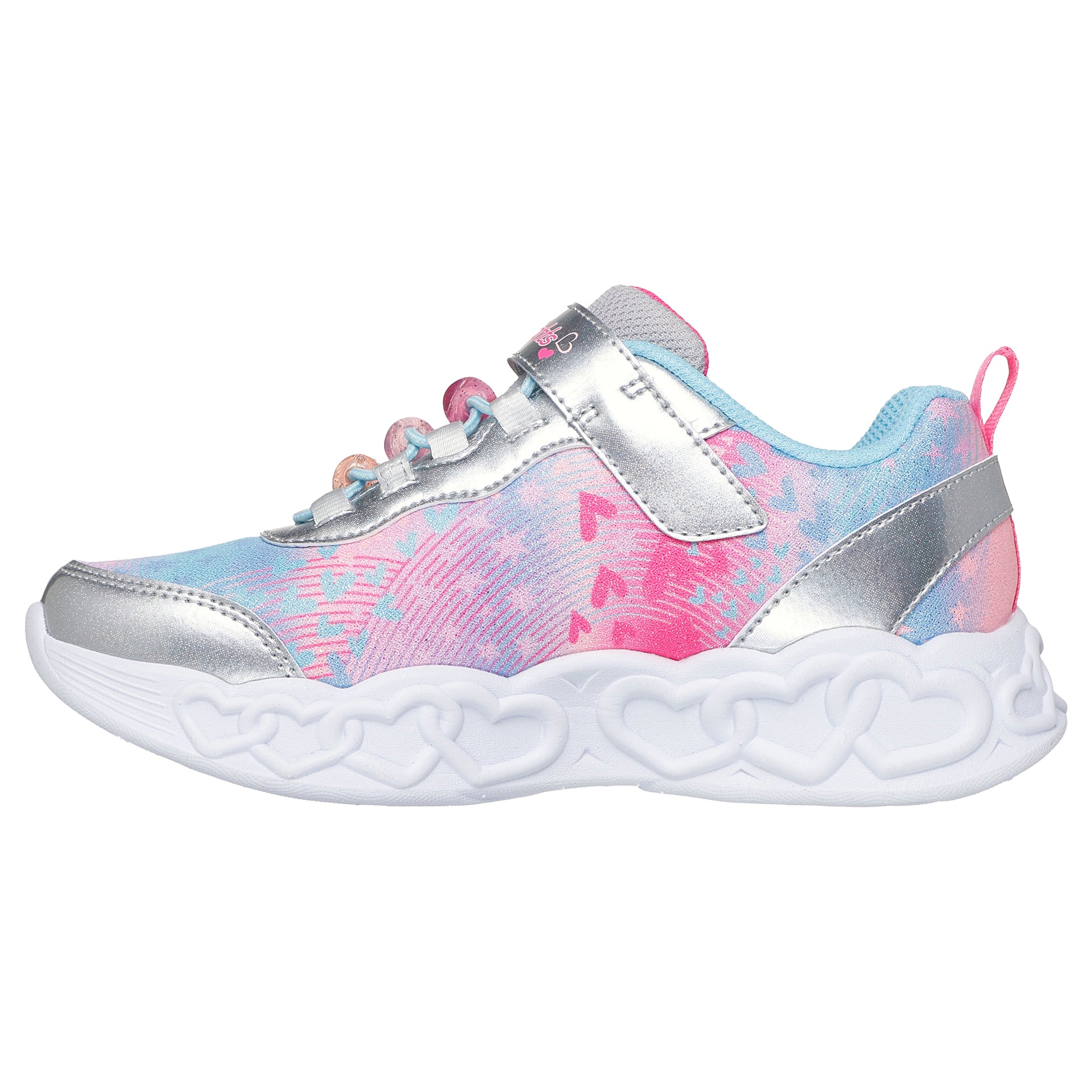 TENIS CASUAL PLATA SKECHERS NIÑO INFINITE HEART LIGHTS