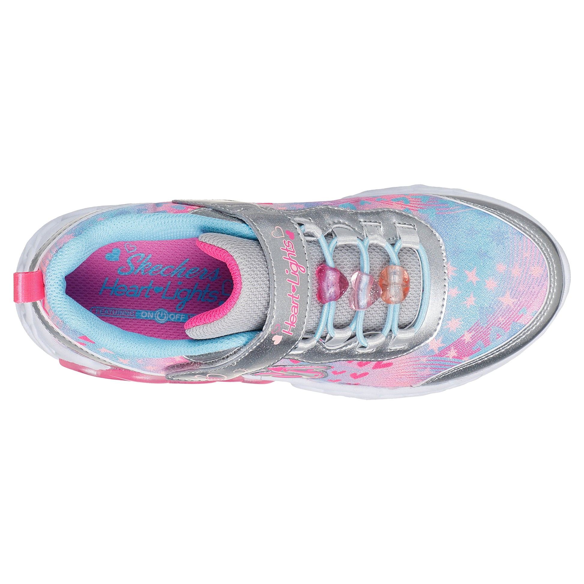 TENIS CASUAL PLATA SKECHERS NIÑO INFINITE HEART LIGHTS