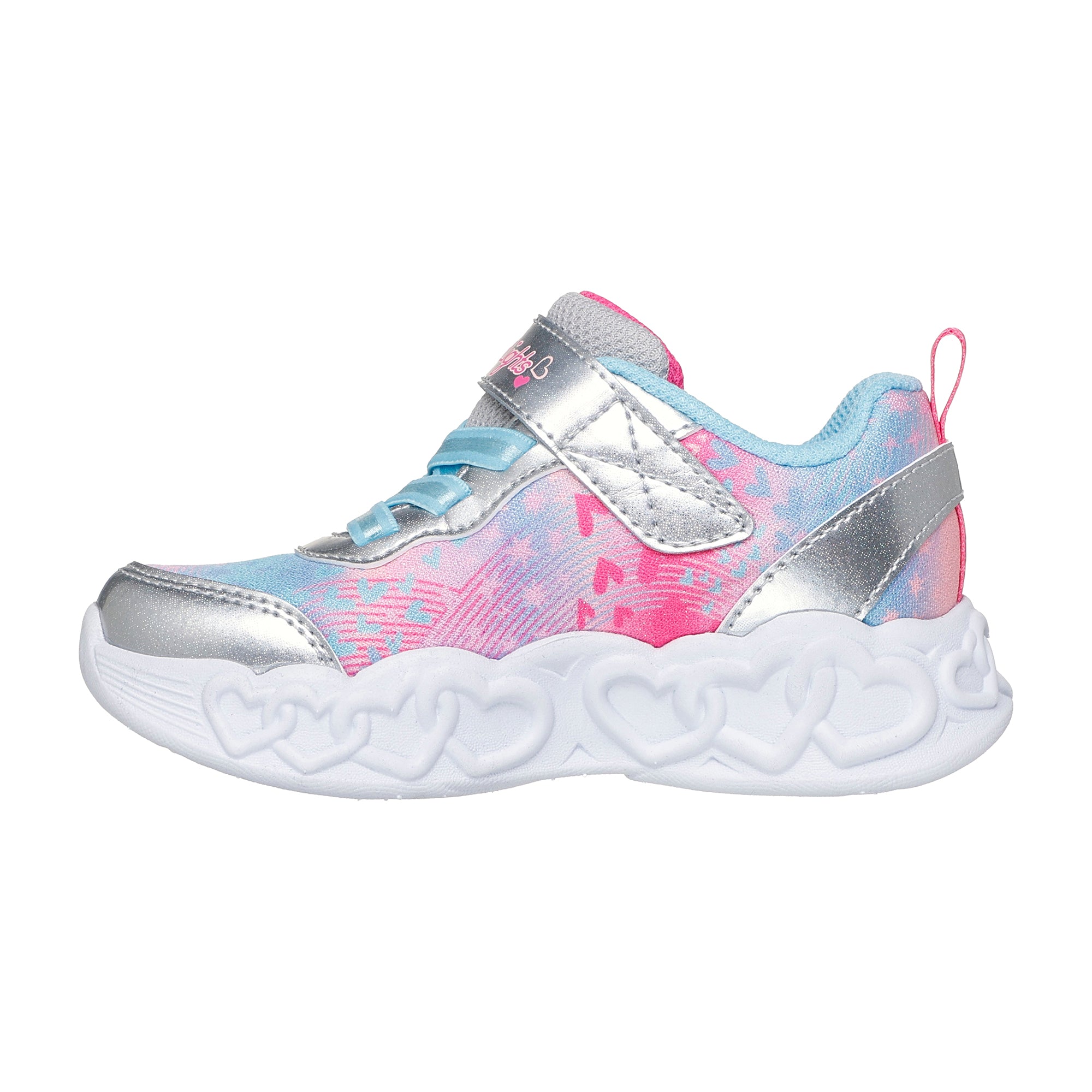 TENIS CASUAL PLATA SKECHERS NIÑO INFINITE HEART LIGHTS