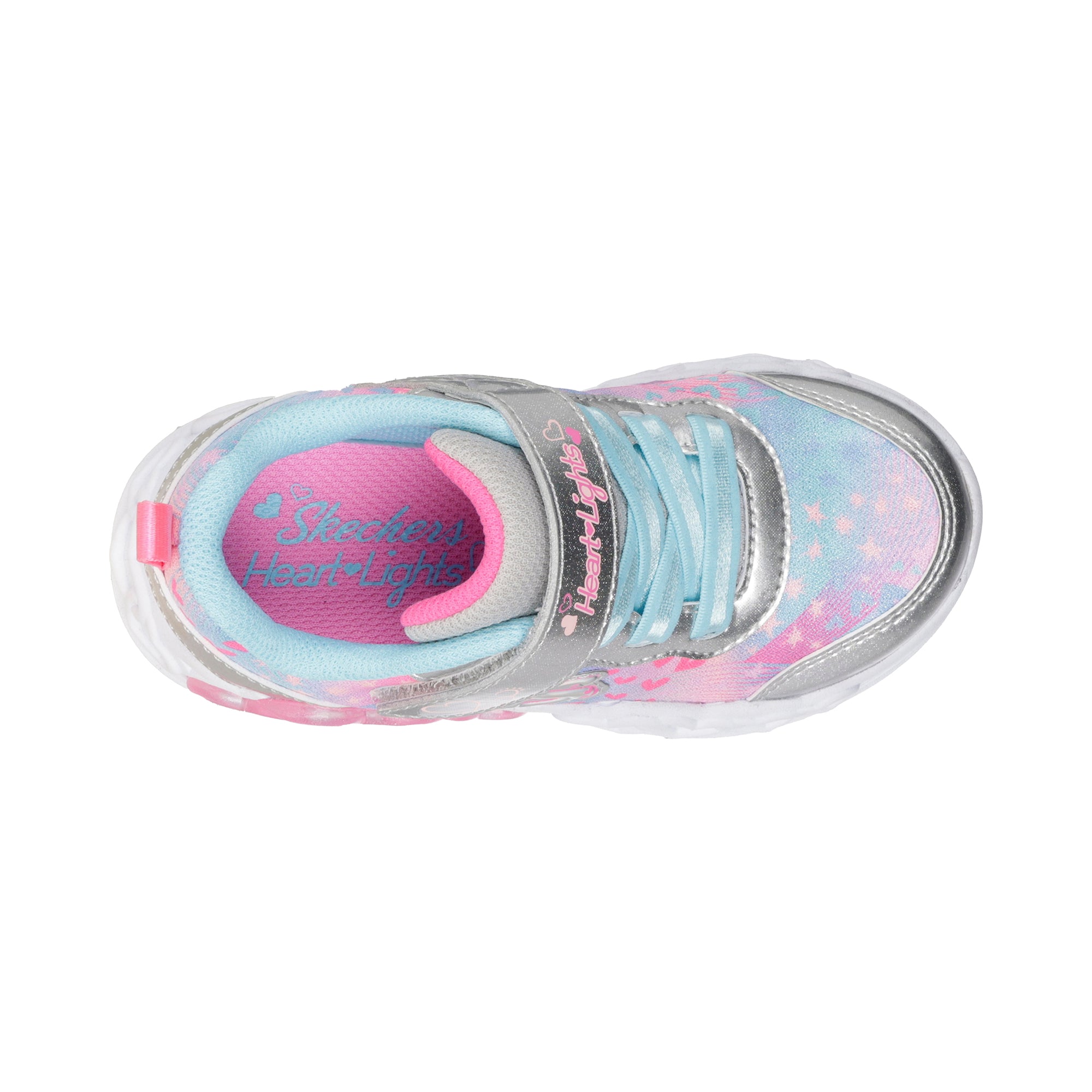 TENIS CASUAL PLATA SKECHERS NIÑO INFINITE HEART LIGHTS