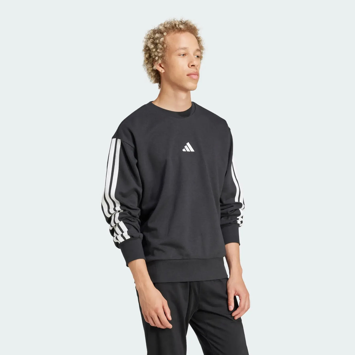 SUDADERA SIN GORRO CASUAL NEGRO ADIDAS HOMBRE-4