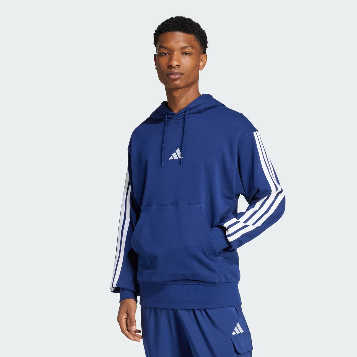 SUDADERA CON GORRO CASUAL AZUL ADIDAS HOMBRE-5