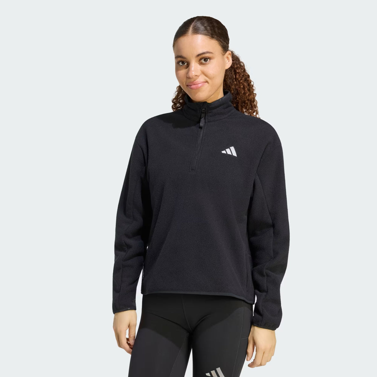 SUDADERA SIN GORRO CORRER NEGRO ADIDAS MUJER-5