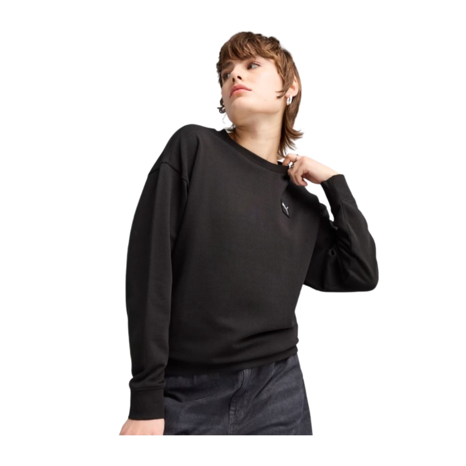 SUDADERA SIN GORRO CASUAL NEGRO PUMA MUJER-3