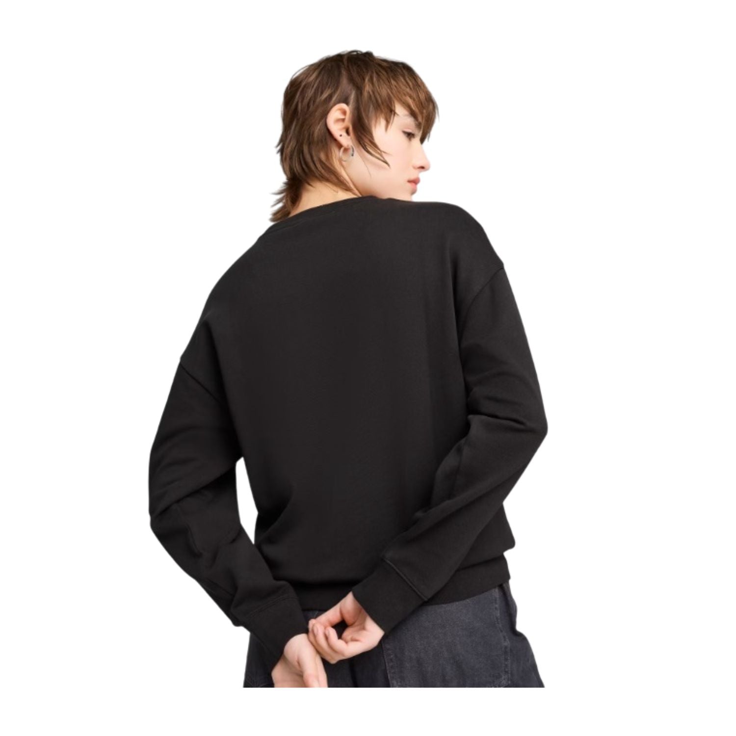 SUDADERA SIN GORRO CASUAL NEGRO PUMA MUJER-4