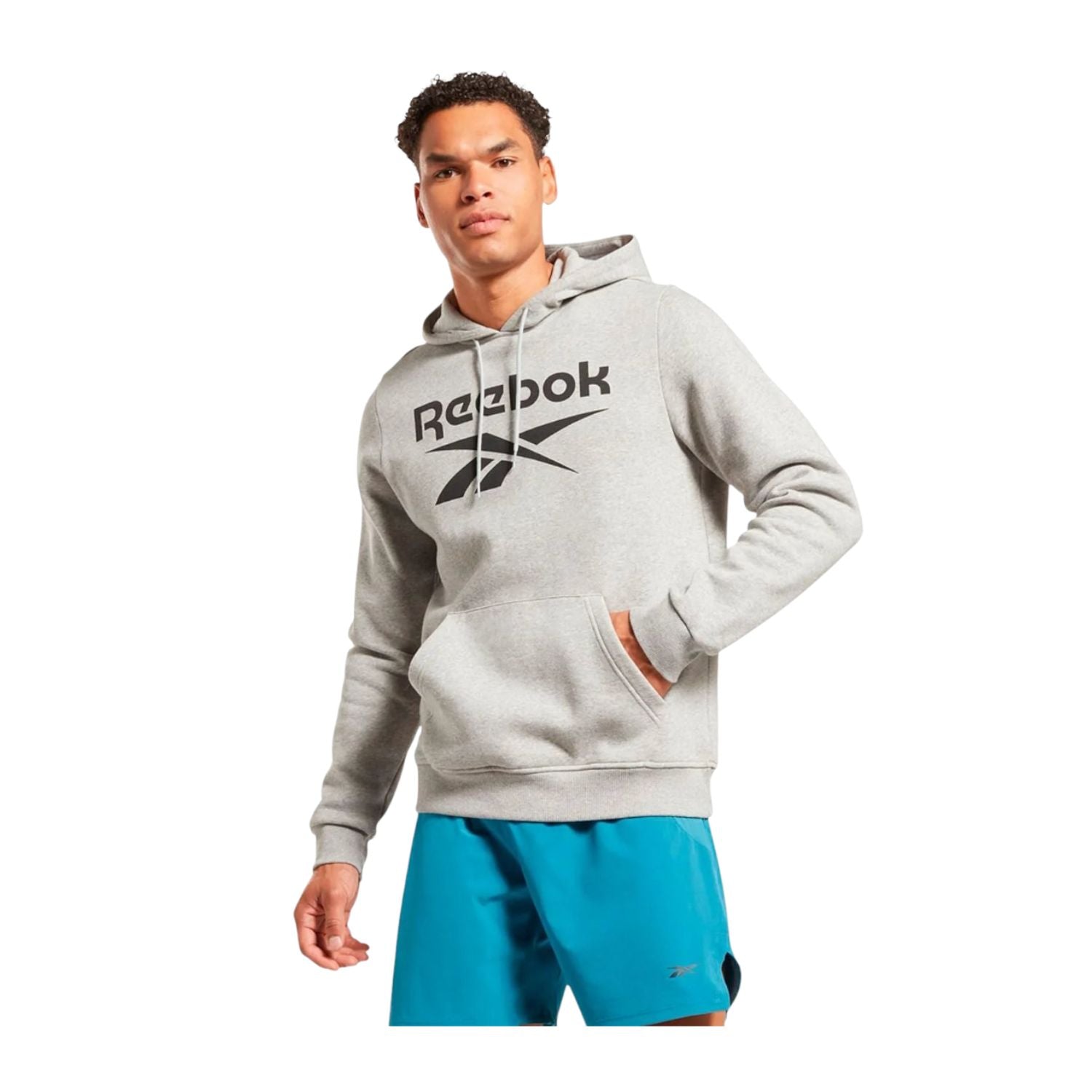 SUDADERA CON GORRO CASUAL GRIS REEBOK HOMBRE