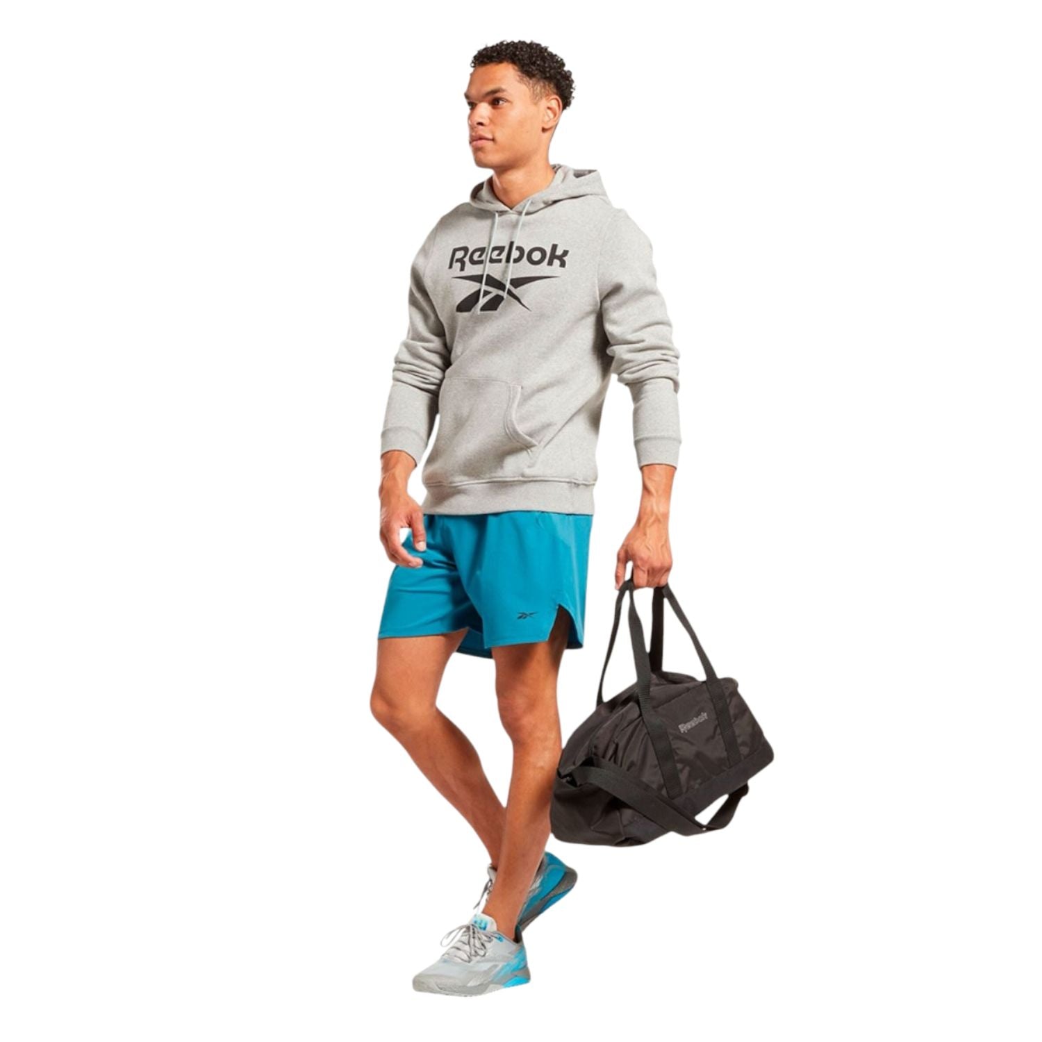 SUDADERA CON GORRO CASUAL GRIS REEBOK HOMBRE