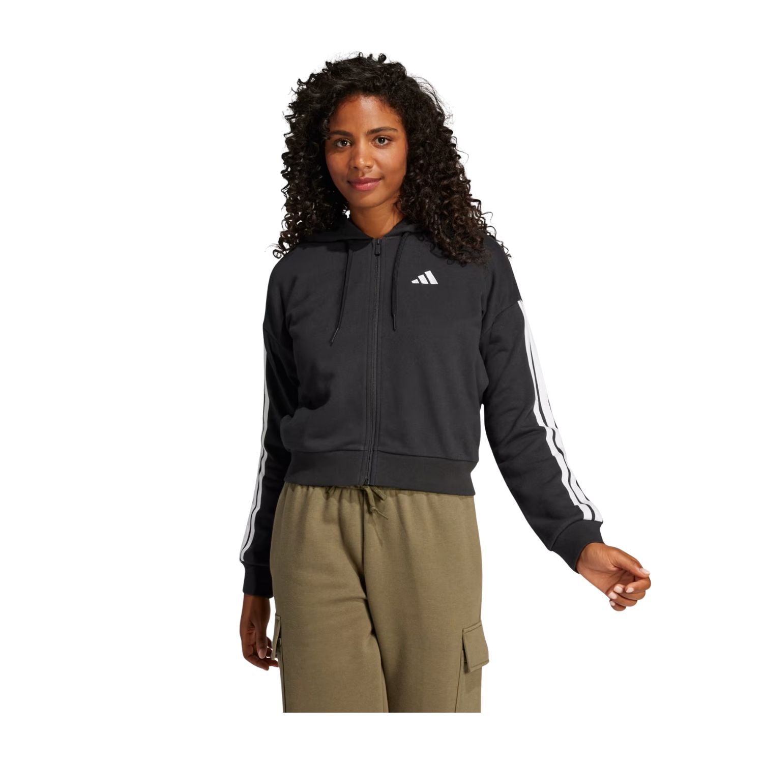 SUDADERA CON GORRO CASUAL NEGRO ADIDAS MUJER-5