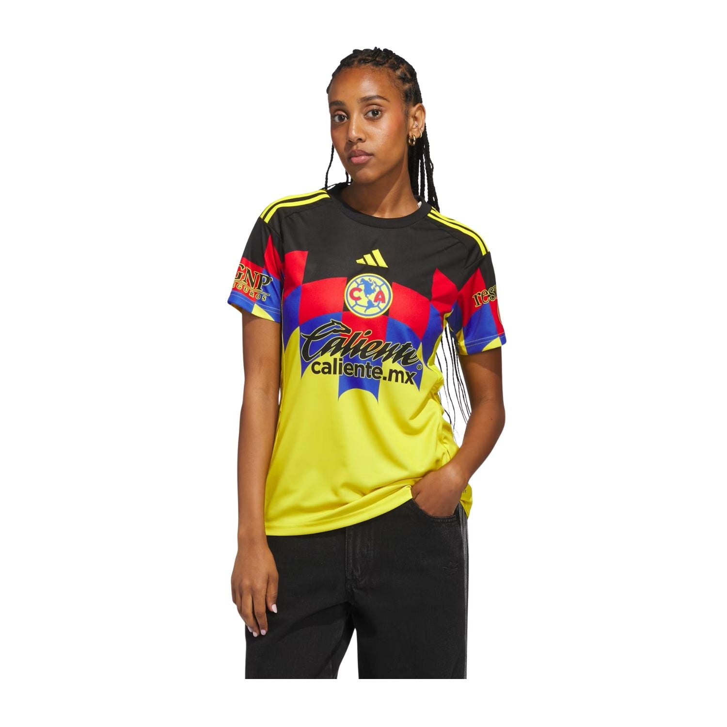 JERSEY LOCAL CF AMÉRICA MANGA CORTA 2026 AMARILLO ADIDAS MUJER-5