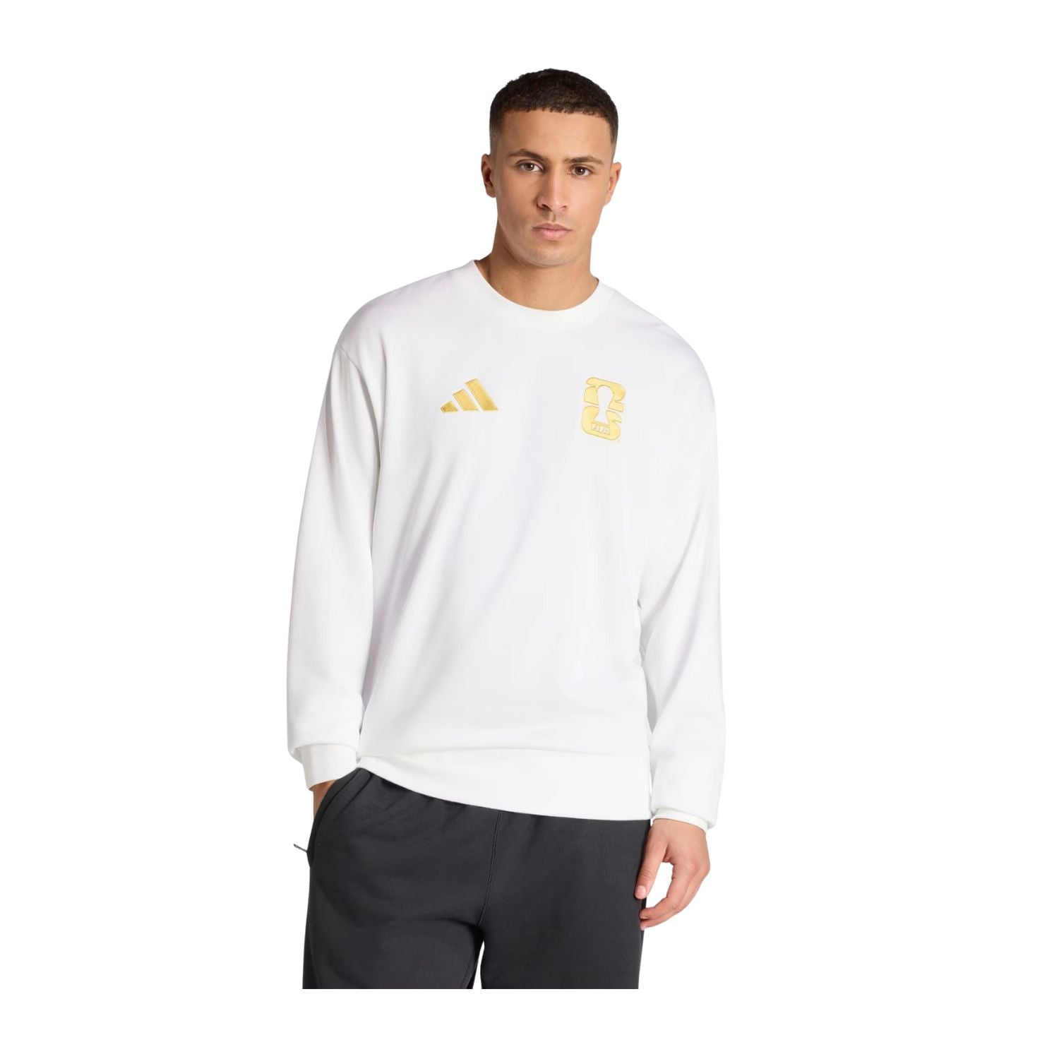 SUDADERA SIN GORRO FUTBOL BLANCO ADIDAS HOMBRE-5