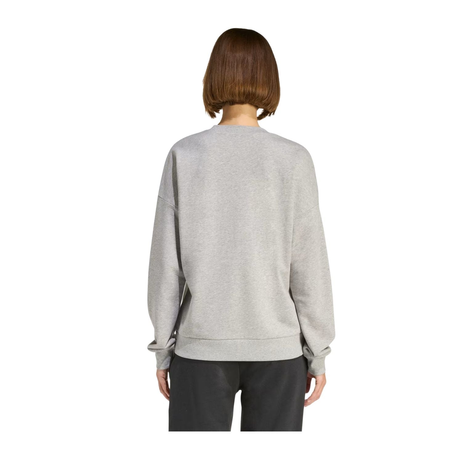 SUDADERA SIN GORRO CASUAL GRIS ADIDAS MUJER-6