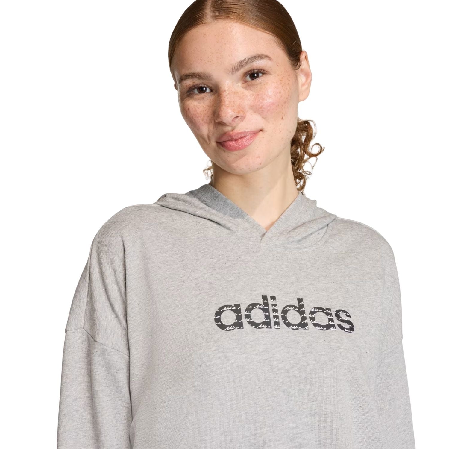 SUDADERA CON GORRO CASUAL GRIS ADIDAS MUJER