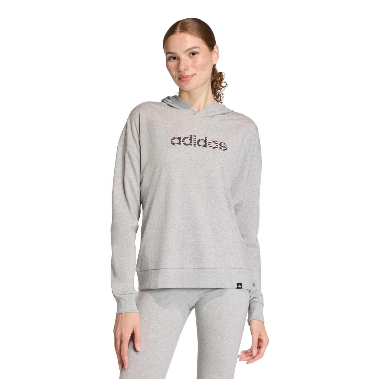 SUDADERA CON GORRO CASUAL GRIS ADIDAS MUJER-4